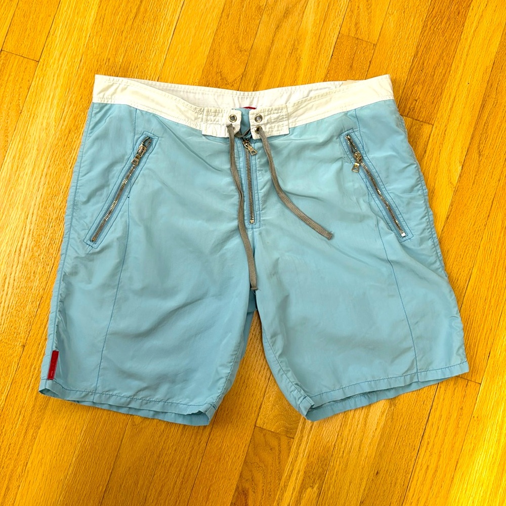 Prada sky blue men's swim trunks size 50